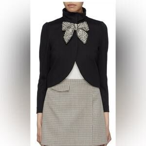 Alice & Olivia black rhinestone bow blazer black jacket m